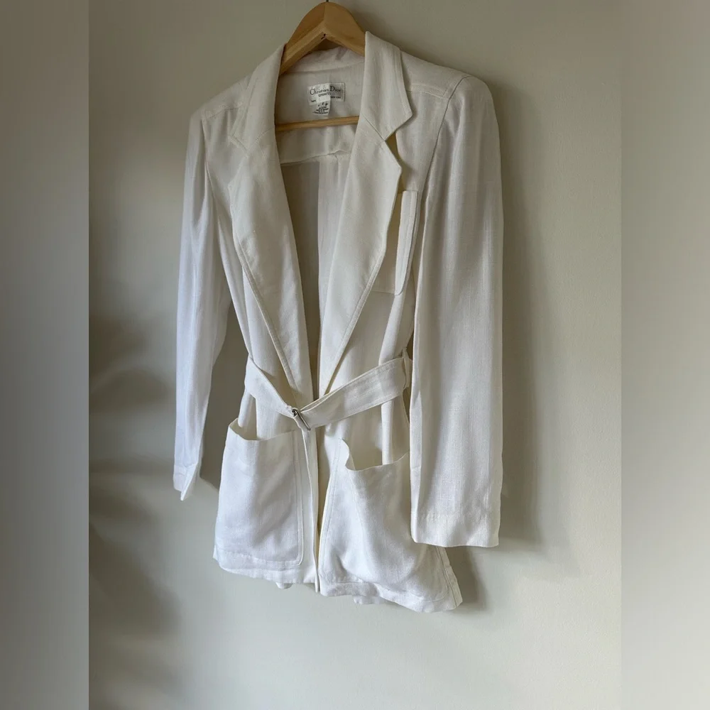 VTG 90s Christian Dior Separates Belted Blazer Shacket Luxury Minimalist Elegant